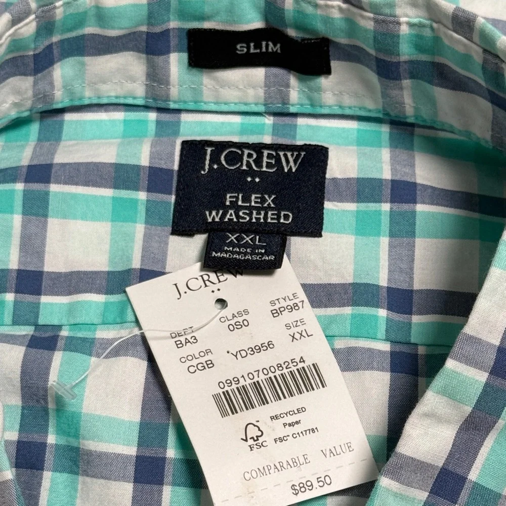 J. Crew Slim Flex Washed Plaid Button Shirt
